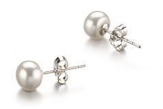 Blanc 6-7mm AA-qualité perles d'eau douce-Boucles d'oreilles en perles