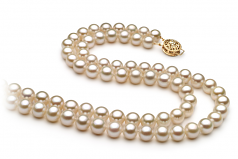 Liah Blanc 6-7mm AA-qualité perles d'eau douce Rempli D'or-Collier de perles