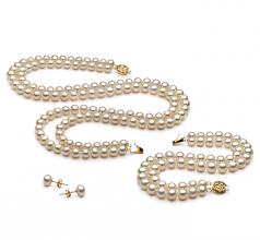 Liska Blanc 6-7mm AA-qualité perles d'eau douce Rempli D'or-un set en perles