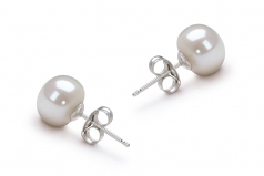 Blanc 7-8mm AA-qualité perles d'eau douce-Boucles d'oreilles en perles