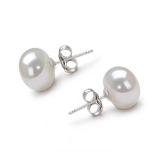 Blanc 9-10mm AA-qualité perles d'eau douce-Boucles d'oreilles en perles