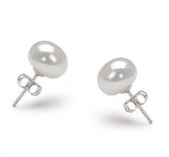 Blanc 9-10mm AA-qualité perles d'eau douce-Boucles d'oreilles en perles