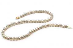 Blanc 5.5-6mm AAA-qualité perles d'eau douce -Collier de perles