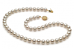 Blanc 6.5-7mm AAA-qualité Akoya du Japon -Collier de perles