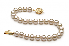 Blanc 6-7mm AAA-qualité perles d'eau douce -Bracelet de perles