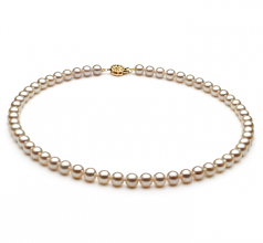 Blanc 6-7mm AAA-qualité perles d'eau douce Rempli D'or-Collier de perles