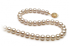 Blanc 6-7mm AAA-qualité perles d'eau douce Rempli D'or-Collier de perles