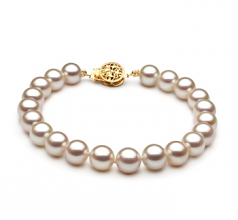 Blanc 7-8mm AAA-qualité perles d'eau douce Rempli D'or-Bracelet de perles