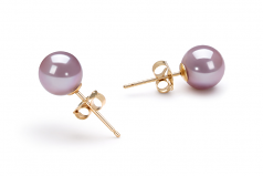 Lavande 6-7mm AAAA-qualité perles d'eau douce-Boucles d'oreilles en perles