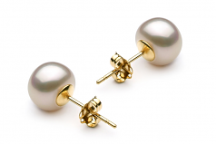 Blanc 7-8mm AAA-qualité perles d'eau douce Rempli D'or-un set en perles