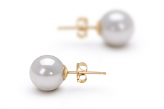 Blanc 8.5-9mm AAA-qualité Akoya du Japon-Boucles d'oreilles en perles