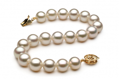 Blanc 8-9mm AAA-qualité perles d'eau douce Rempli D'or-Bracelet de perles