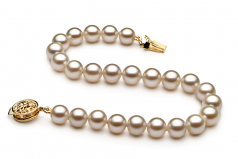 Blanc 6-7mm AAAA-qualité perles d'eau douce Rempli D'or-Bracelet de perles