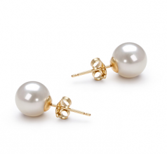 Blanc 7-8mm AAAA-qualité perles d'eau douce-Boucles d'oreilles en perles