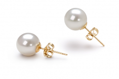 Blanc 7-8mm AAAA-qualité perles d'eau douce-Boucles d'oreilles en perles