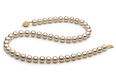Blanc 7-8mm AAAA-qualité perles d'eau douce Rempli D'or-Collier de perles
