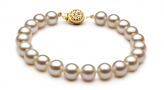 Blanc 7-8mm AAAA-qualité perles d'eau douce Rempli D'or-un set en perles