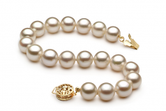 Blanc 8-8.5mm AAAA-qualité perles d'eau douce Rempli D'or-Bracelet de perles