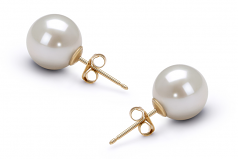 Blanc 9-10mm AAAA-qualité perles d'eau douce-Boucles d'oreilles en perles