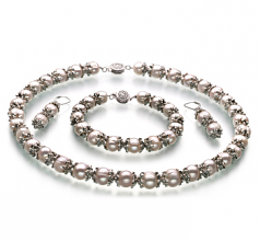 MarieAnt Blanc 8-9mm A-qualité perles d'eau douce 925/1000 Argent-un set en perles