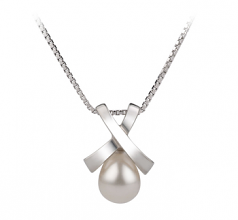 Empress Blanc 7-8mm AA-qualité perles d'eau douce 925/1000 Argent-pendentif en perles