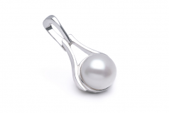 Enhancer Blanc 9-10mm AA-qualité perles d'eau douce 925/1000 Argent-pendentif en perles