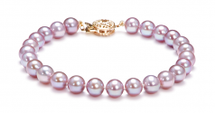 Lavande 6-6.5mm AAAA-qualité perles d'eau douce Rempli D'or-un set en perles