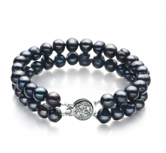 Lavinia Noir 6-7mm A-qualité perles d'eau douce 925/1000 Argent-Bracelet de perles