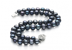 Lavinia Noir 6-7mm A-qualité perles d'eau douce 925/1000 Argent-Bracelet de perles