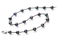 Atina Noir 6-7mm A-qualité perles d'eau douce -Collier de perles