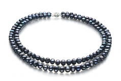 Julika Noir 6-7mm A-qualité perles d'eau douce 925/1000 Argent-un set en perles