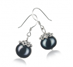 Connor Noir 8-9mm A-qualité perles d'eau douce 925/1000 Argent-Boucles d'oreilles en perles