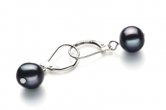 Kaitlyn Noir 8-9mm A-qualité perles d'eau douce 925/1000 Argent-Boucles d'oreilles en perles