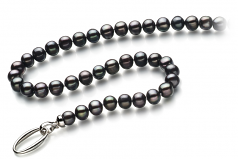 Joyce Noir 8-9mm A-qualité perles d'eau douce 925/1000 Argent-Collier de perles
