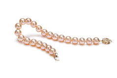 Rose 7-8mm AAAA-qualité perles d'eau douce Rempli D'or-Bracelet de perles