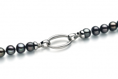 Joyce Noir 8-9mm A-qualité perles d'eau douce 925/1000 Argent-Collier de perles