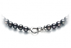 Sinead Noir 8-9mm A-qualité perles d'eau douce 925/1000 Argent-Collier de perles