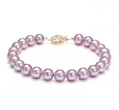 Lavande 7-8mm AAAA-qualité perles d'eau douce Rempli D'or-Bracelet de perles