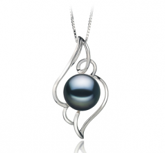Hannah Noir 12-13mm AA-qualité perles d'eau douce 925/1000 Argent-pendentif en perles