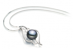 Hannah Noir 12-13mm AA-qualité perles d'eau douce 925/1000 Argent-pendentif en perles