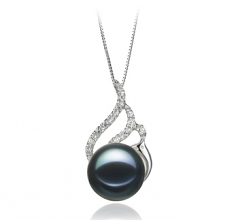 Tracy Noir 12-13mm AA-qualité perles d'eau douce 925/1000 Argent-pendentif en perles