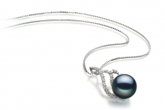 Tracy Noir 12-13mm AA-qualité perles d'eau douce 925/1000 Argent-pendentif en perles
