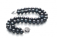 Henrike Noir 6-7mm AA-qualité perles d'eau douce 925/1000 Argent-Bracelet de perles