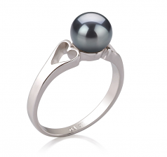 Jessica Noir 6-7mm AA-qualité perles d'eau douce 925/1000 Argent-Bague perles