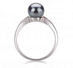 Jessica Noir 6-7mm AA-qualité perles d'eau douce 925/1000 Argent-Bague perles