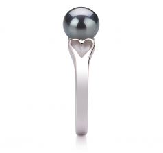 Jessica Noir 6-7mm AA-qualité perles d'eau douce 925/1000 Argent-Bague perles