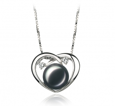 Katie Coeur Noir 7-10mm AA-qualité perles d'eau douce 925/1000 Argent-un set en perles