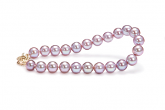 Lavande 7-8mm AAAA-qualité perles d'eau douce Rempli D'or-Bracelet de perles