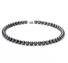 Noir 7.5-8.5mm AA-qualité perles d'eau douce 925/1000 Argent-Collier de perles