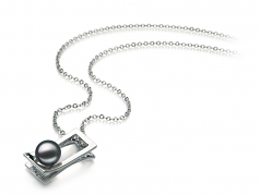 Athena Noir 7-8mm AA-qualité perles d'eau douce Blanc Bronze-pendentif en perles